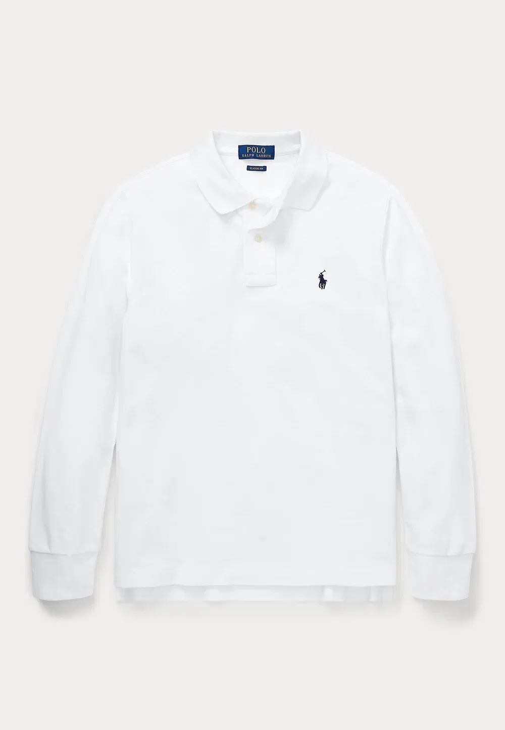 Поло из хлопковой сетки с длинными рукавами, размер 7-14 лет Polo Ralph Lauren, White