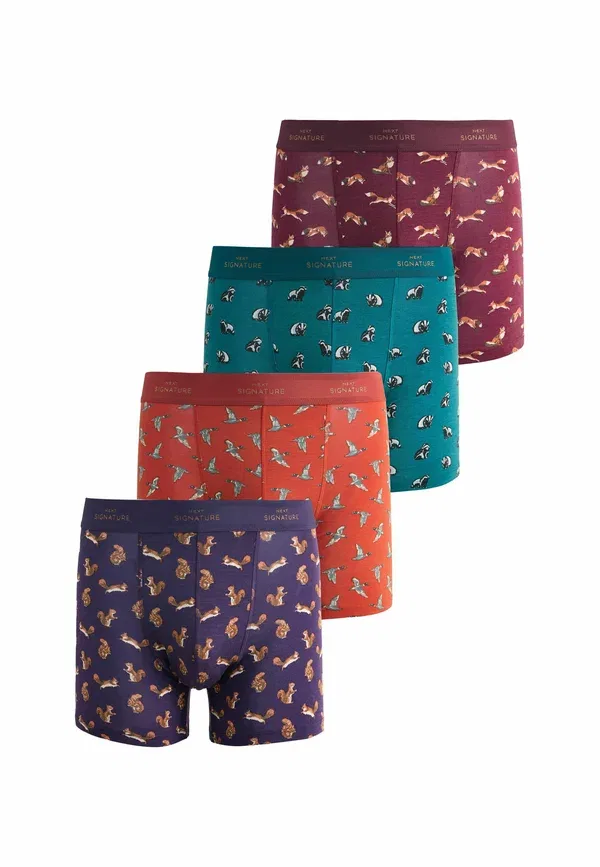 Комплект трусов боксеров из 4 штук, модель boxer briefs, Next, зеленый, оранжевый, Woodland Animals