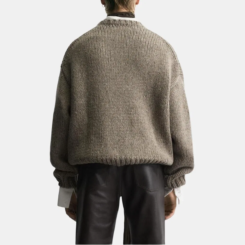 Мужской свитер с круглым вырезом Dark Taupe, ZARA — фото 4