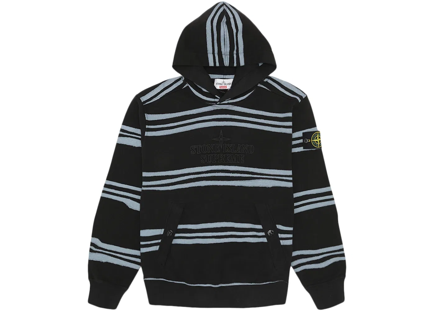 Мужская худи с полосками Stone Island Warp Stripe Supreme, Black