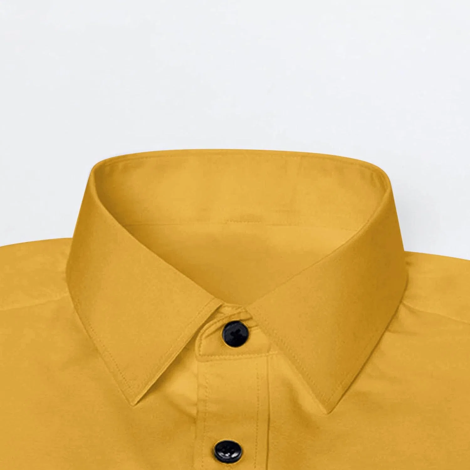 Мужская рубашка с длинным рукавом stretch Solid Lapel Collar, Gold — фото 4