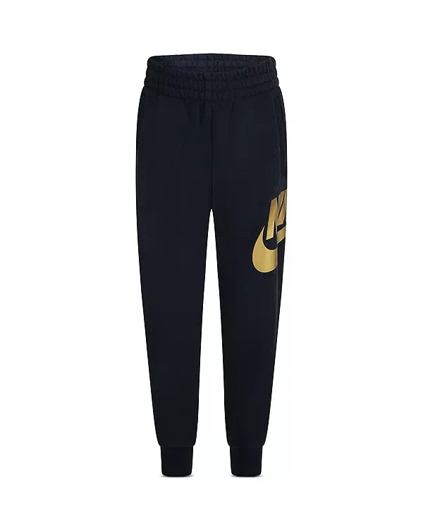 Детские брюки для мальчиков из флиса с резинкой Sportswear Club Nike, Black/Metallic Gold — фото 2