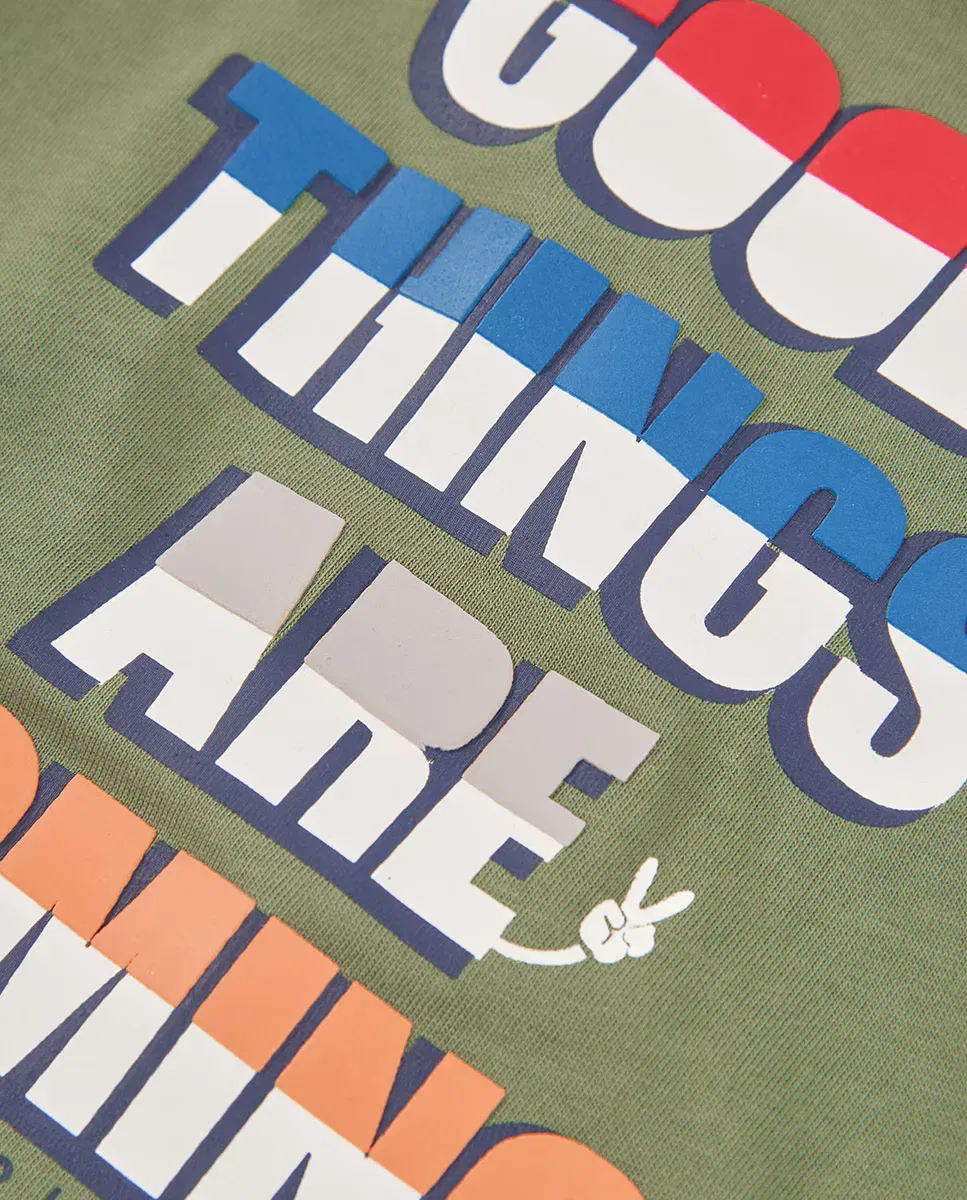 Детская футболка для мальчиков с длинным рукавом с принтом Good Things Are Coming Boboli, Multicolor — фото 2
