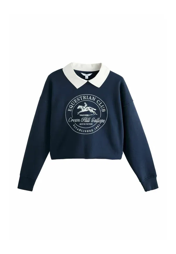 Лонгслив из хлопка Long sleeved top Next, Navy White, белый/темно-синий — фото 3