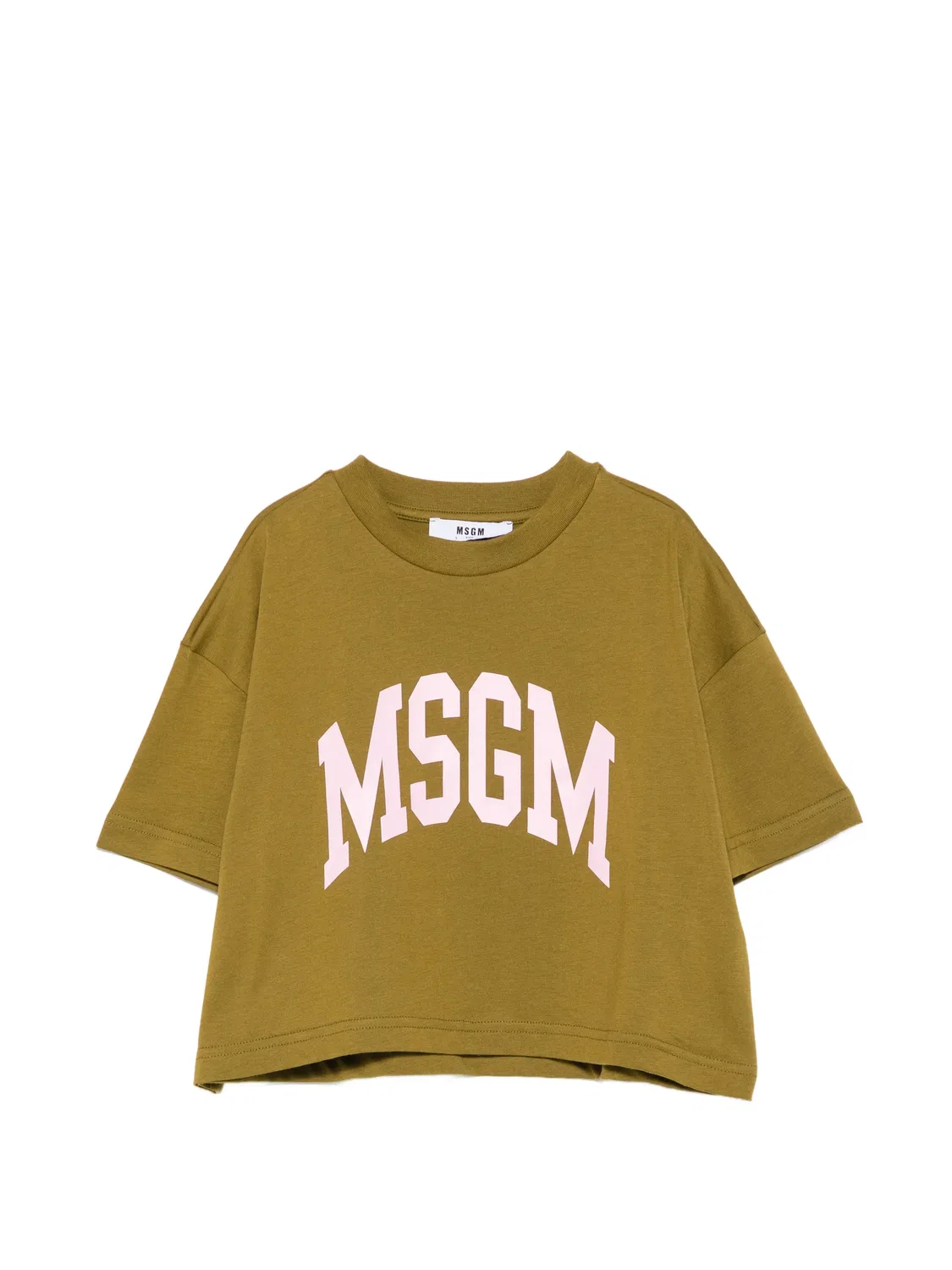 Укороченная футболка с логотипом Msgm Kids, зеленый