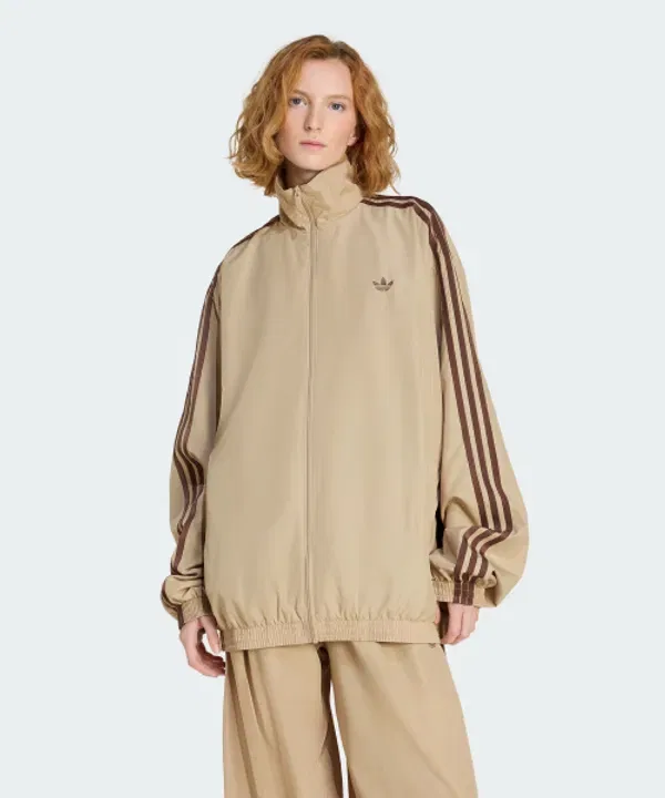 Трек-топ Firebird с молнией, Adidas, камень-хаки/коричневый