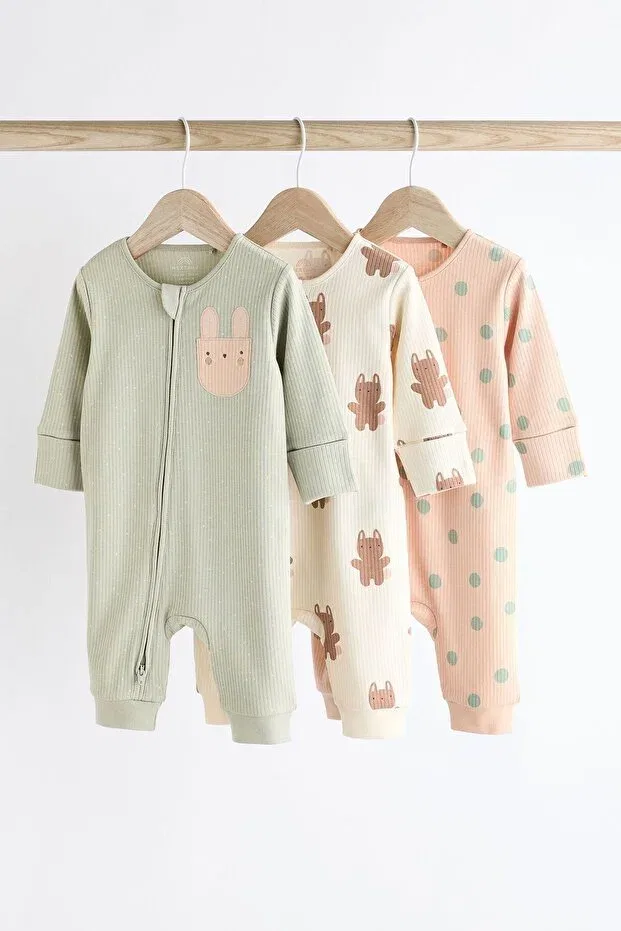 Детский комплект боди-комбинезонов с принтом Next Baby, Sage Green