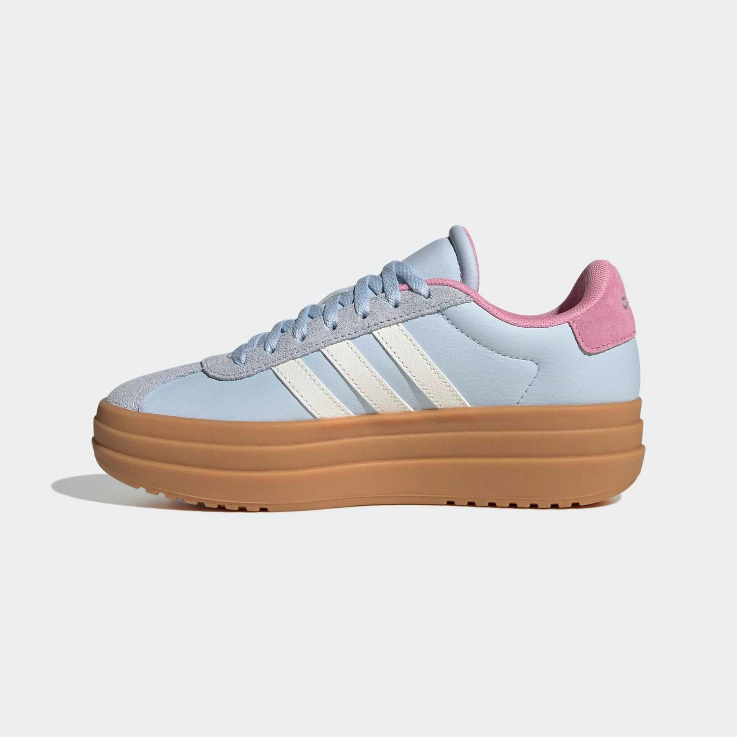 Детские кожаные кроссовки на платформе VL Court Bold Adidas Sportswear, Crystal Sky/Core White/St Tropic Bloom — фото 3