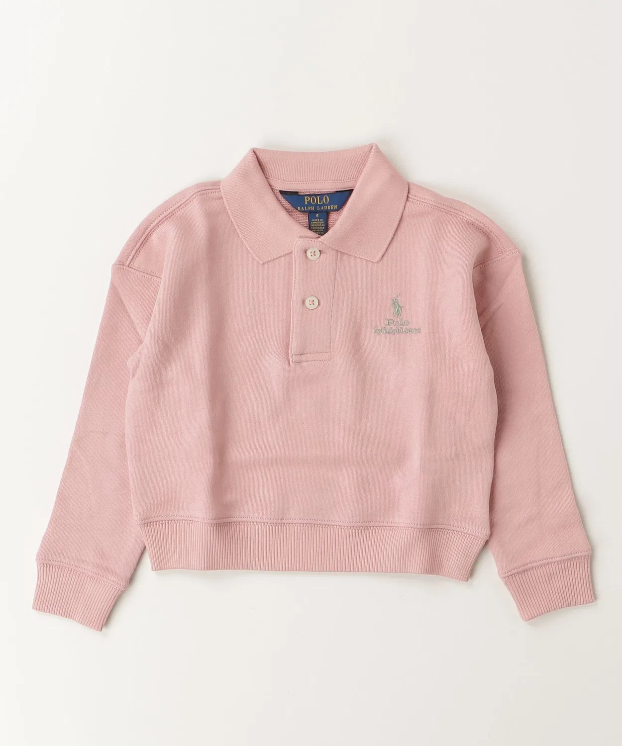 POLO RALPH LAUREN CHILDRENSWEAR Детский свитшот-поло с длинным рукавомс вышивкой Polo by Ralph Lauren, Pink — фото 3