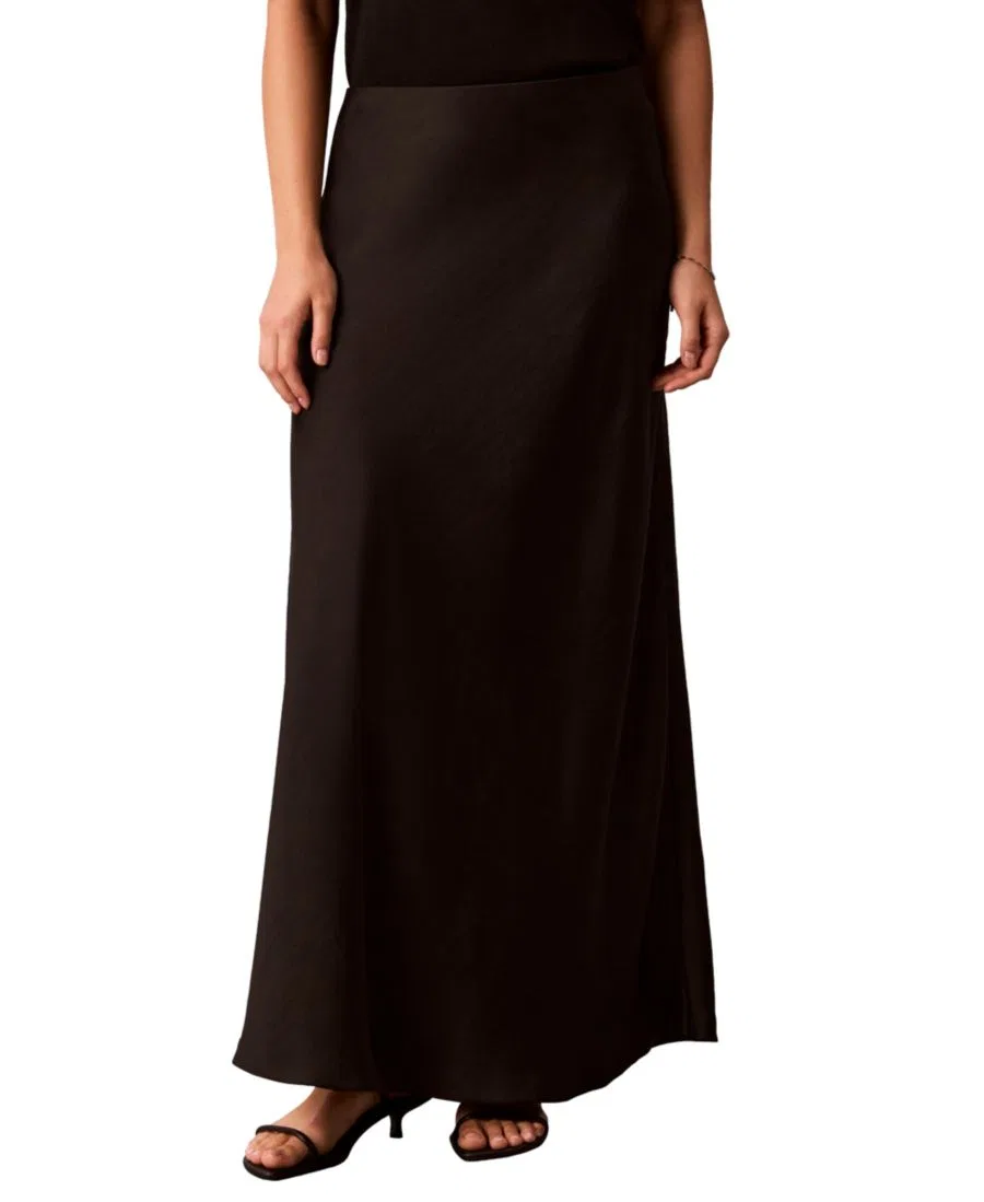 Юбка-макси из атласа с косым кроем Calvin Klein, Black
