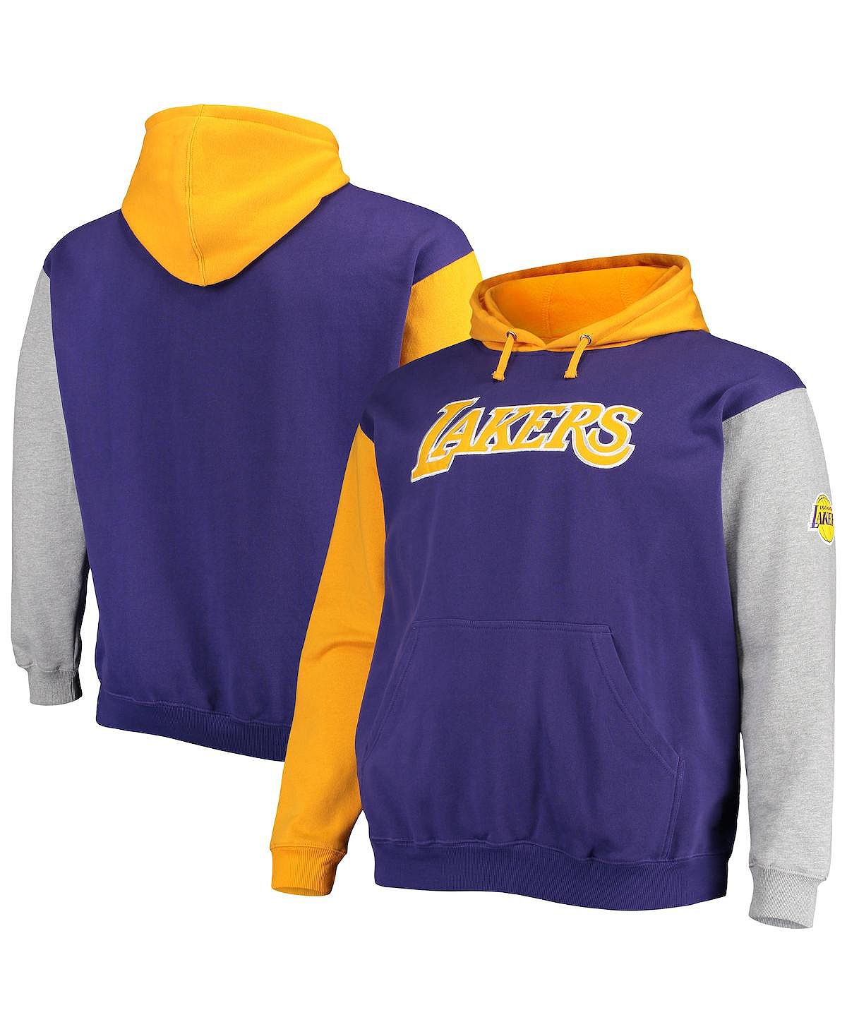 

Мужская фирменная пурпурно-золотая толстовка с капюшоном los angeles lakers big and tall double contrast pullover Fanatics, мульти