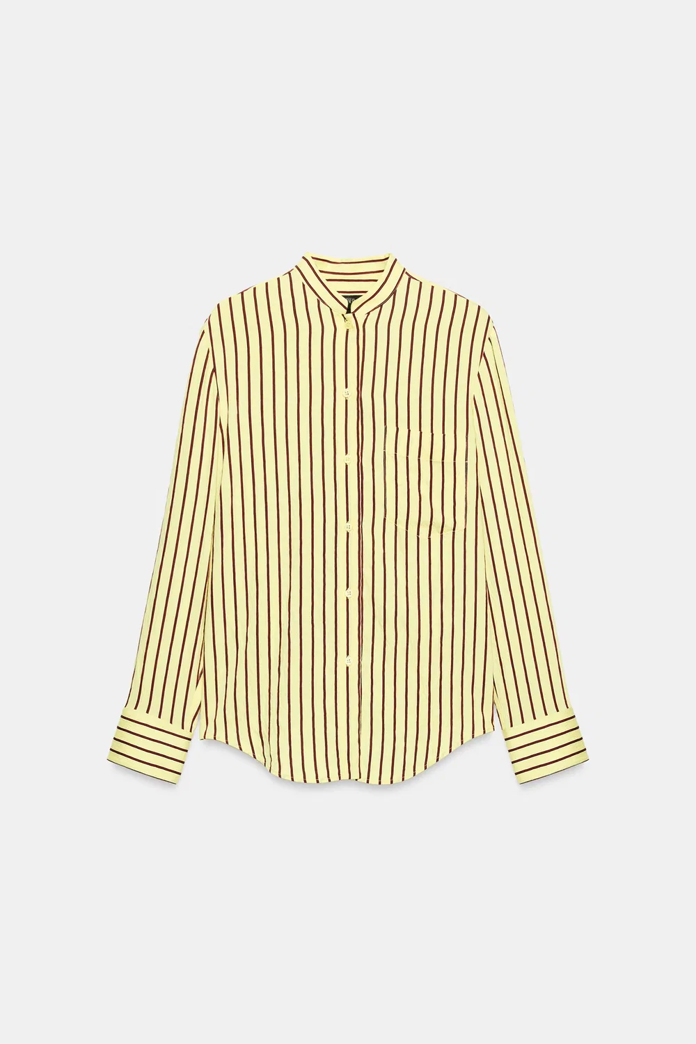 Рубашка в полоску с карманом из коллекции ZW ZARA, Yellow — фото 3