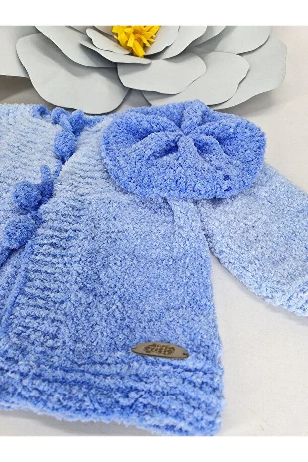 Детский кардиган ручной вязки для мальчиков Evitle, Blue — фото 3