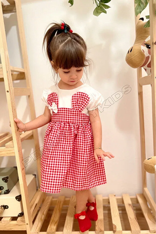 Детское платье для девочек с коротким рукавом Penu Baby Kids, Red — фото 4