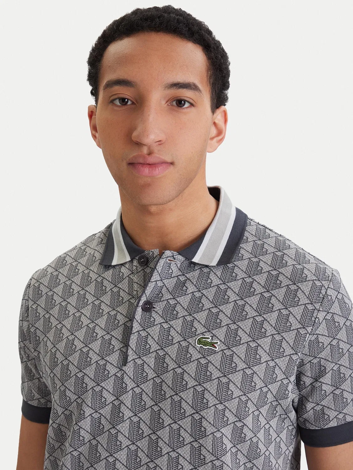 Мужское поло классического кроя Lacoste, серый — фото 4