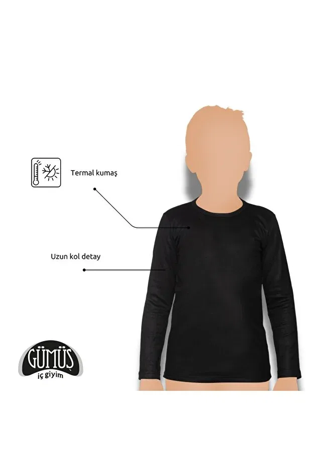 Детское термобелье с длинным рукавом Gümüş Iç Giyim, Black