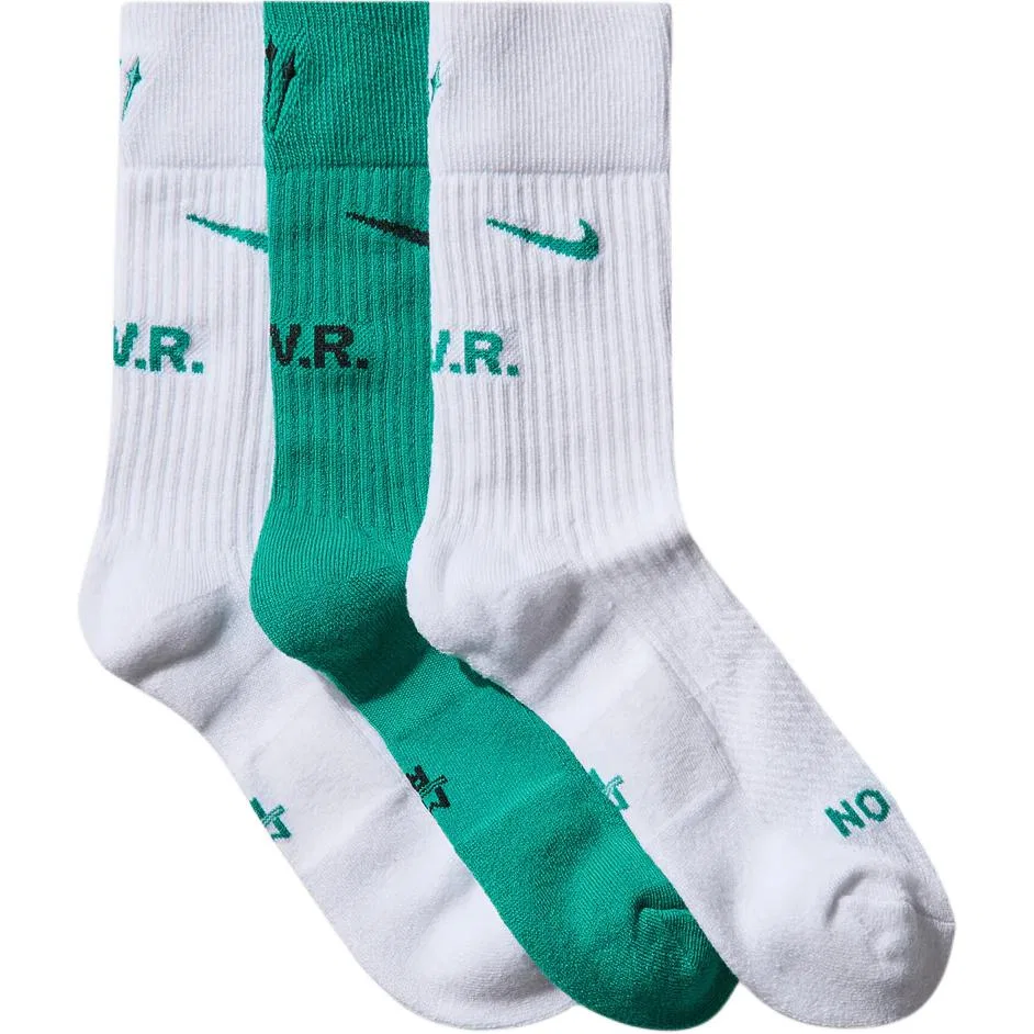 Мужские носки с длинным голенищем, комплект из 3 пар, Nike, White/Green/White