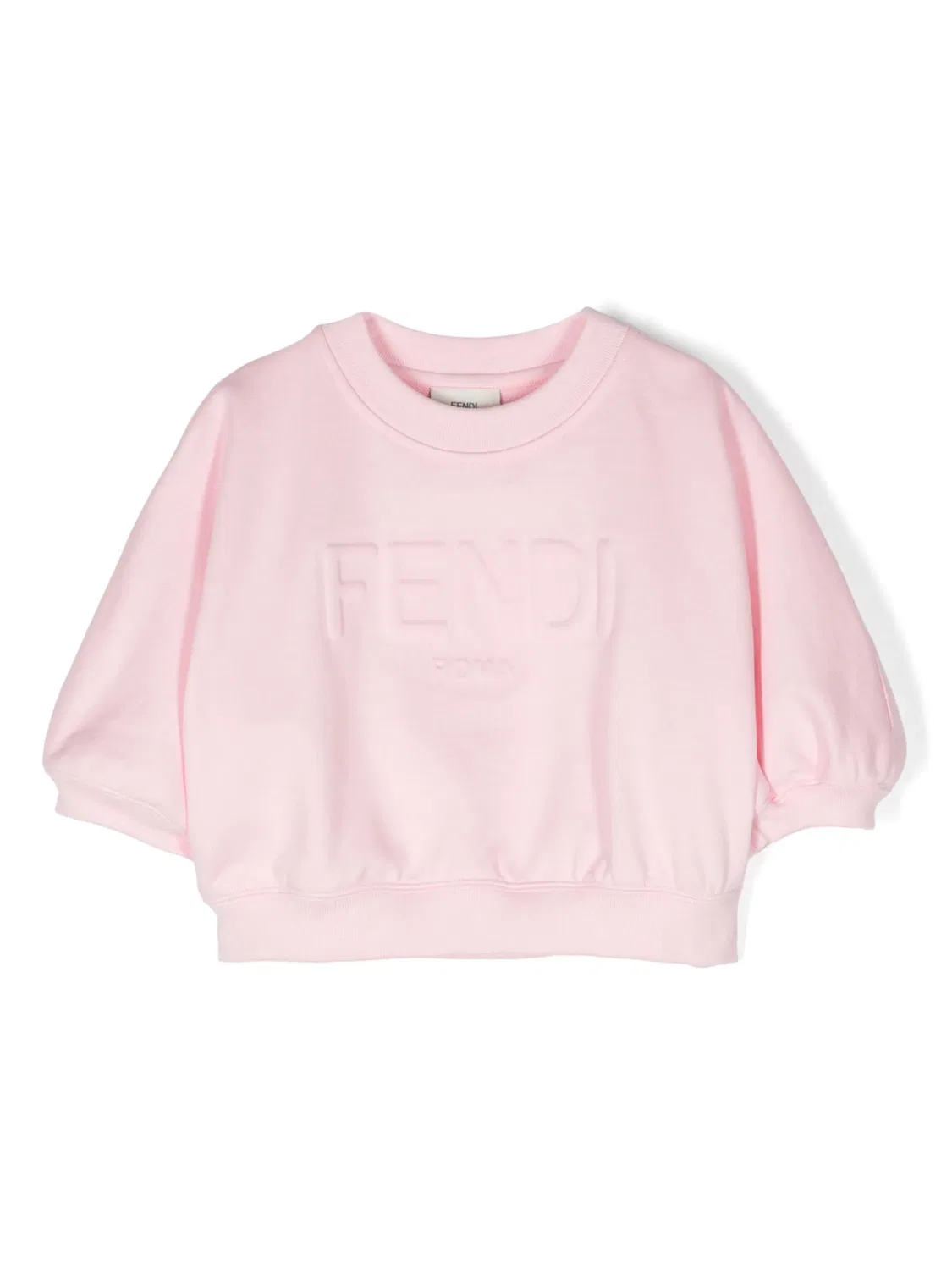 Хлопковый свитшот с тисненым логотипом FENDI, светло-розовый