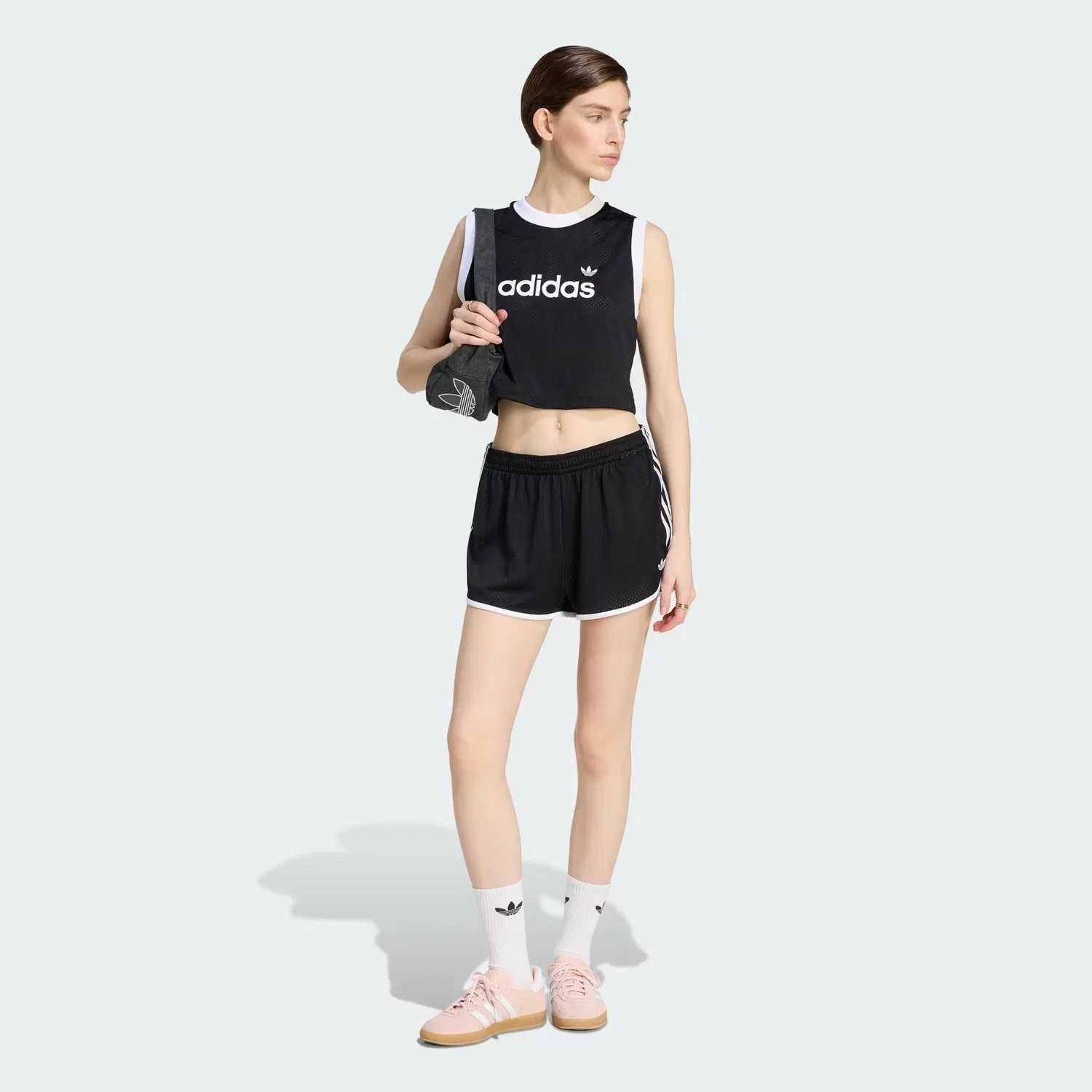 Женские сетчатые шорты 3S Mesh Sprinter Adidas Originals, черный/белый — фото 3