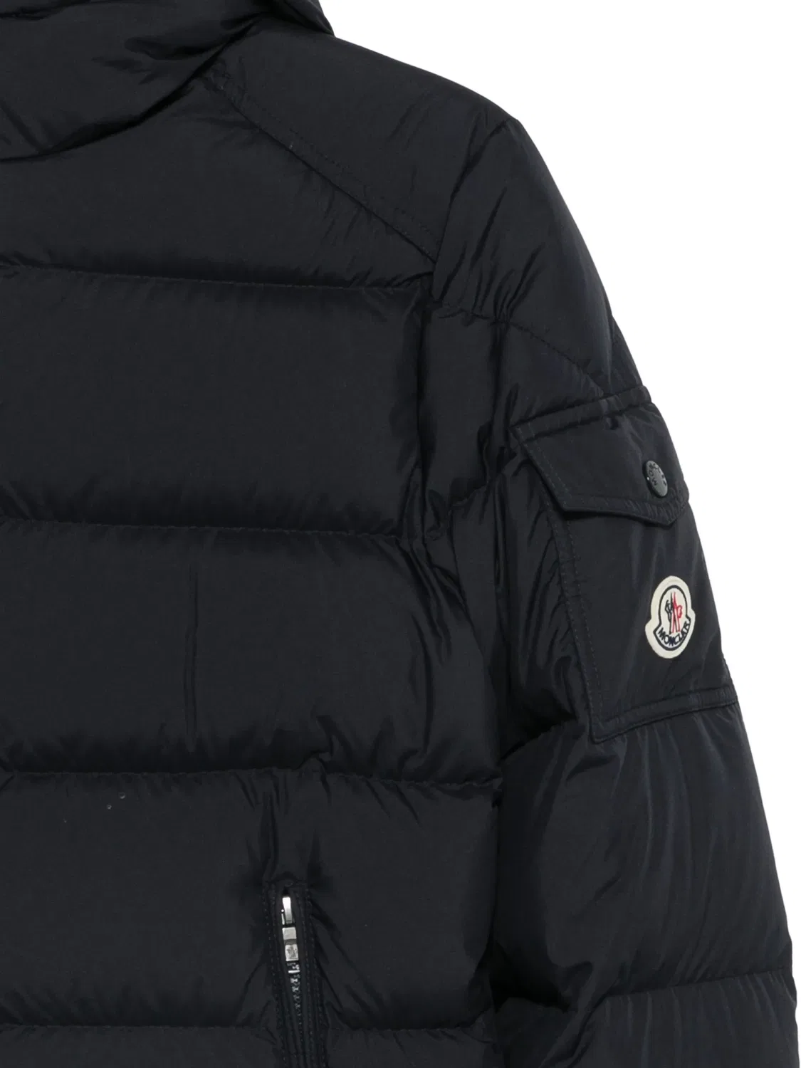 Куртка-пуховик с капюшоном синяя Moncler, синий — фото 2
