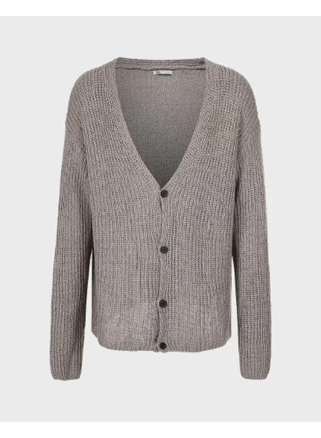 Кардиган свободного кроя с длинным рукавом и V-образным вырезом Zara, серый