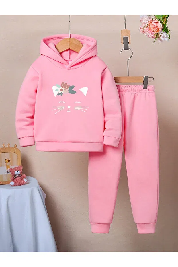 Детский комплект для девочек из футера с капюшоном Let'S Wear, Pink
