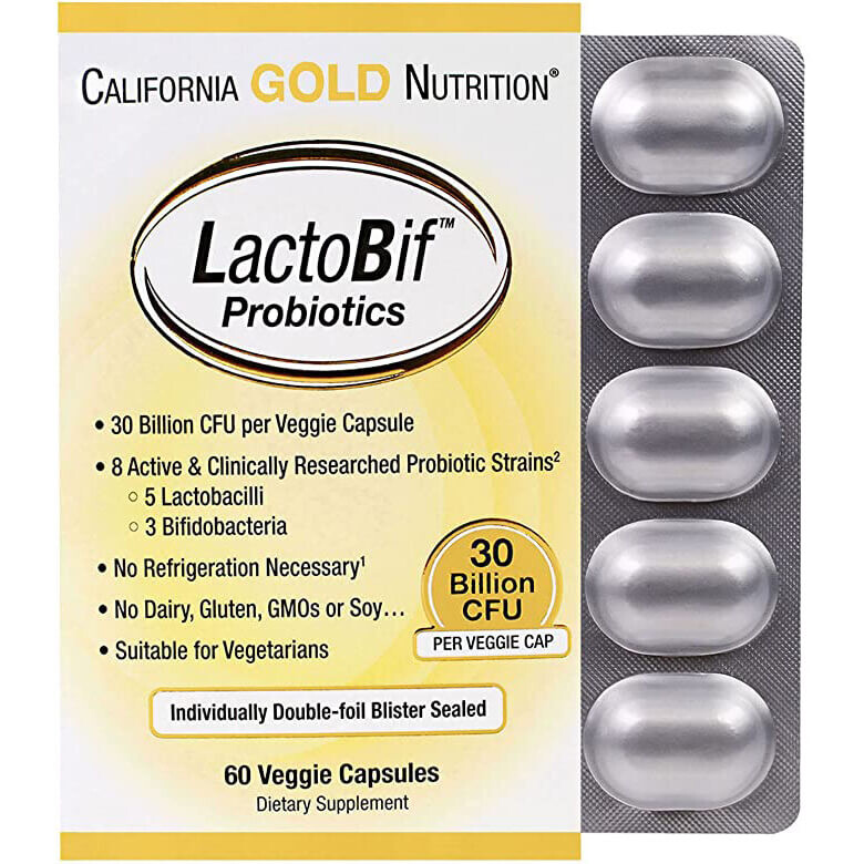

Пробиотики Lactobif California Gold Nutrition, 30 млрд КОЕ, 60 капсул