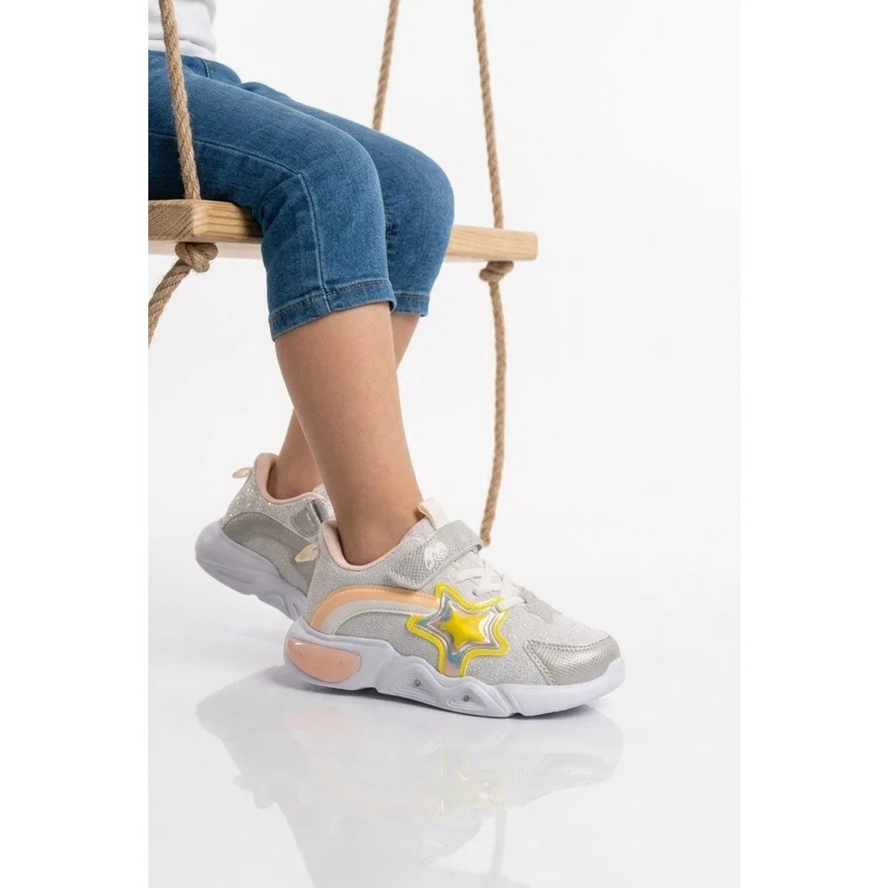 Детские спортивные кроссовки для девочек со шнуровкой и подсветкой, Silver Marco Kids