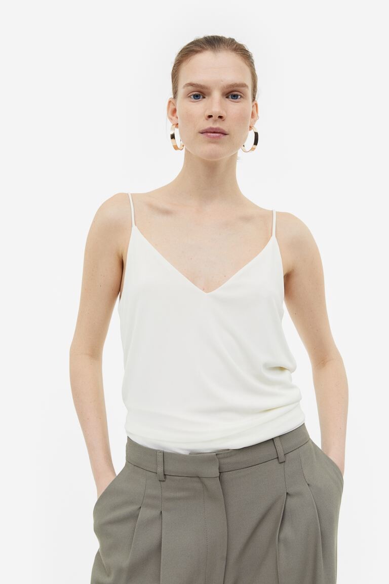 

Топ на бретелях с V-образным вырезом H&M, крем