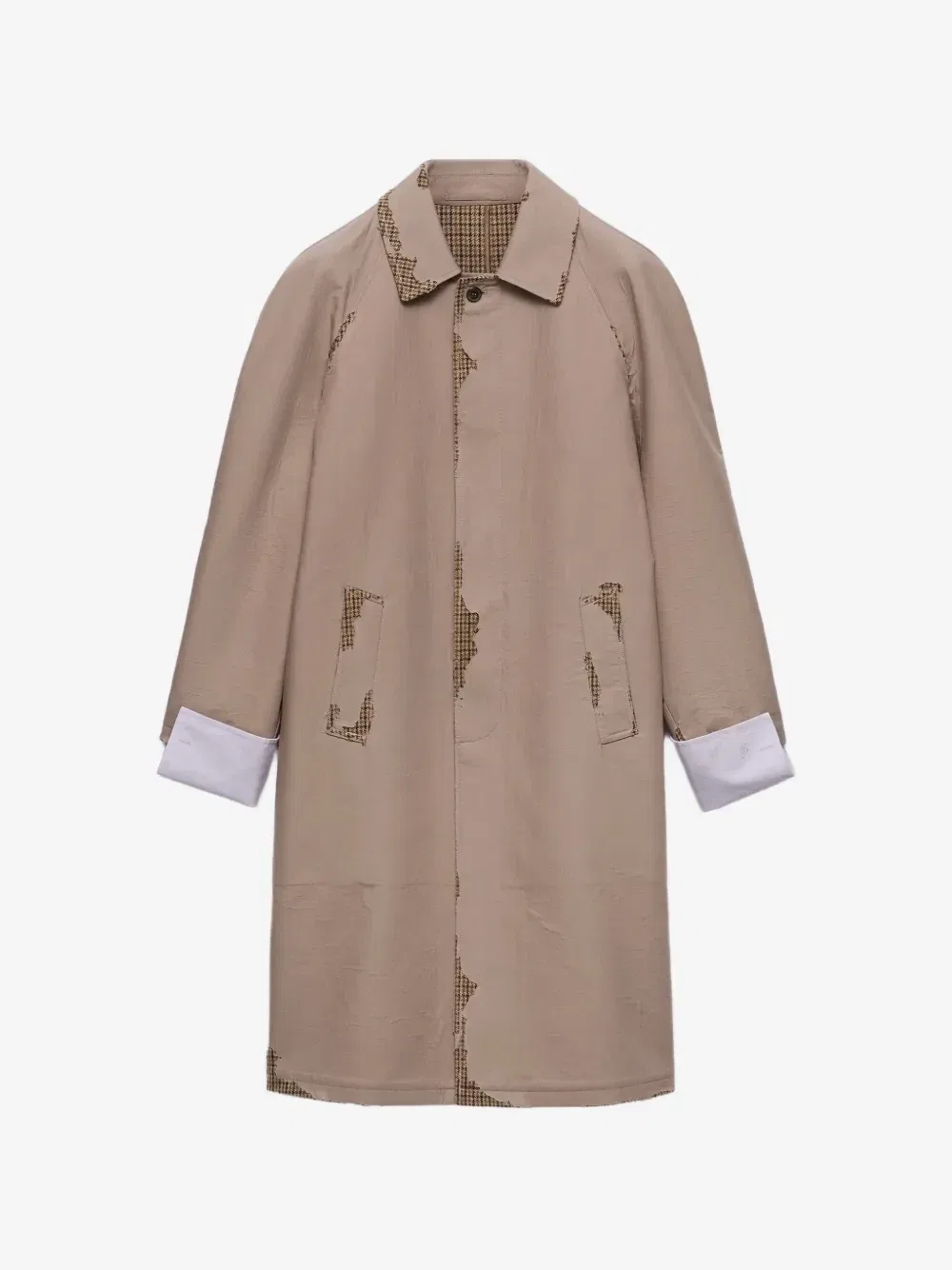 Плащ из бондированного поплина с эффектом деворе Prada, бежевый