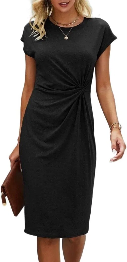 Женское облегающее платье с закрученным верхом, Casual, Black