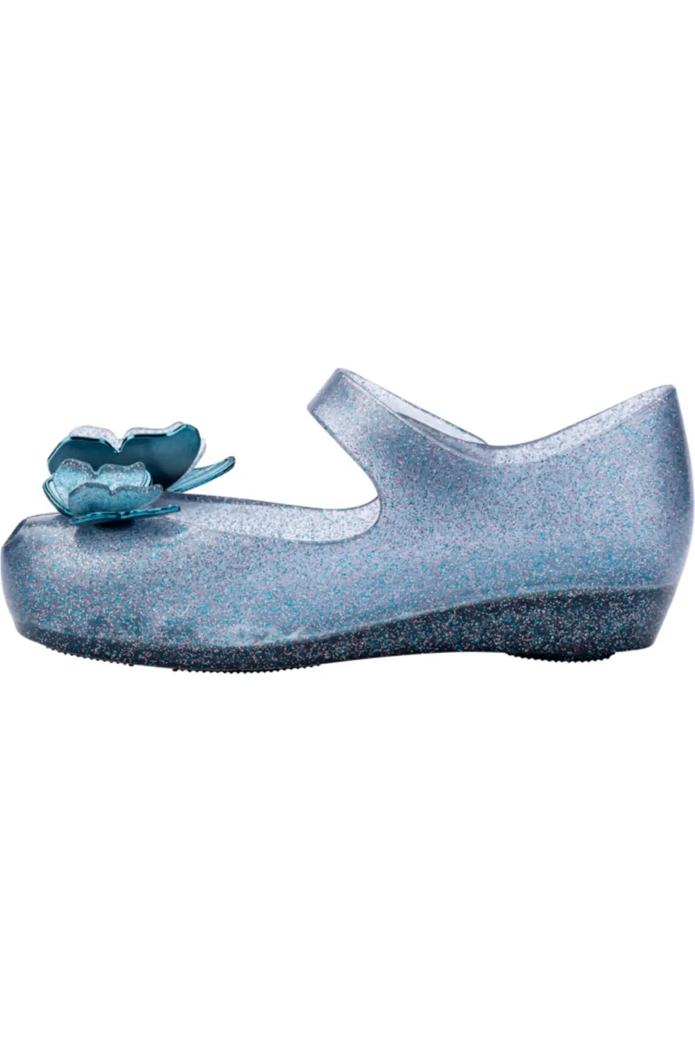 Туфли детские балетки с бабочками Butterfly Mini Melissa, Glitter Blue — фото 4