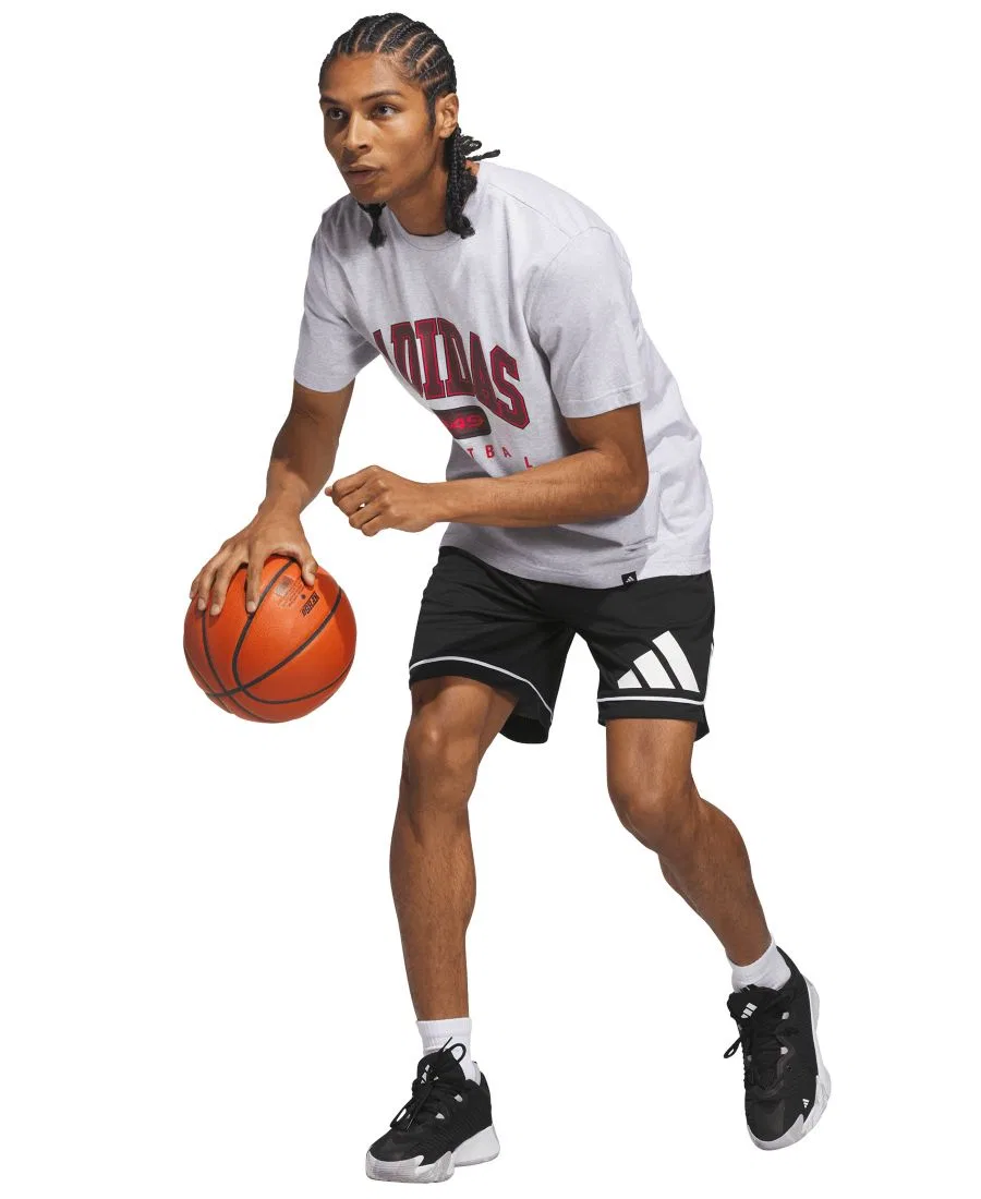Футболка с принтом Basketball Collegiate adidas, Light Gray Heather — фото 2