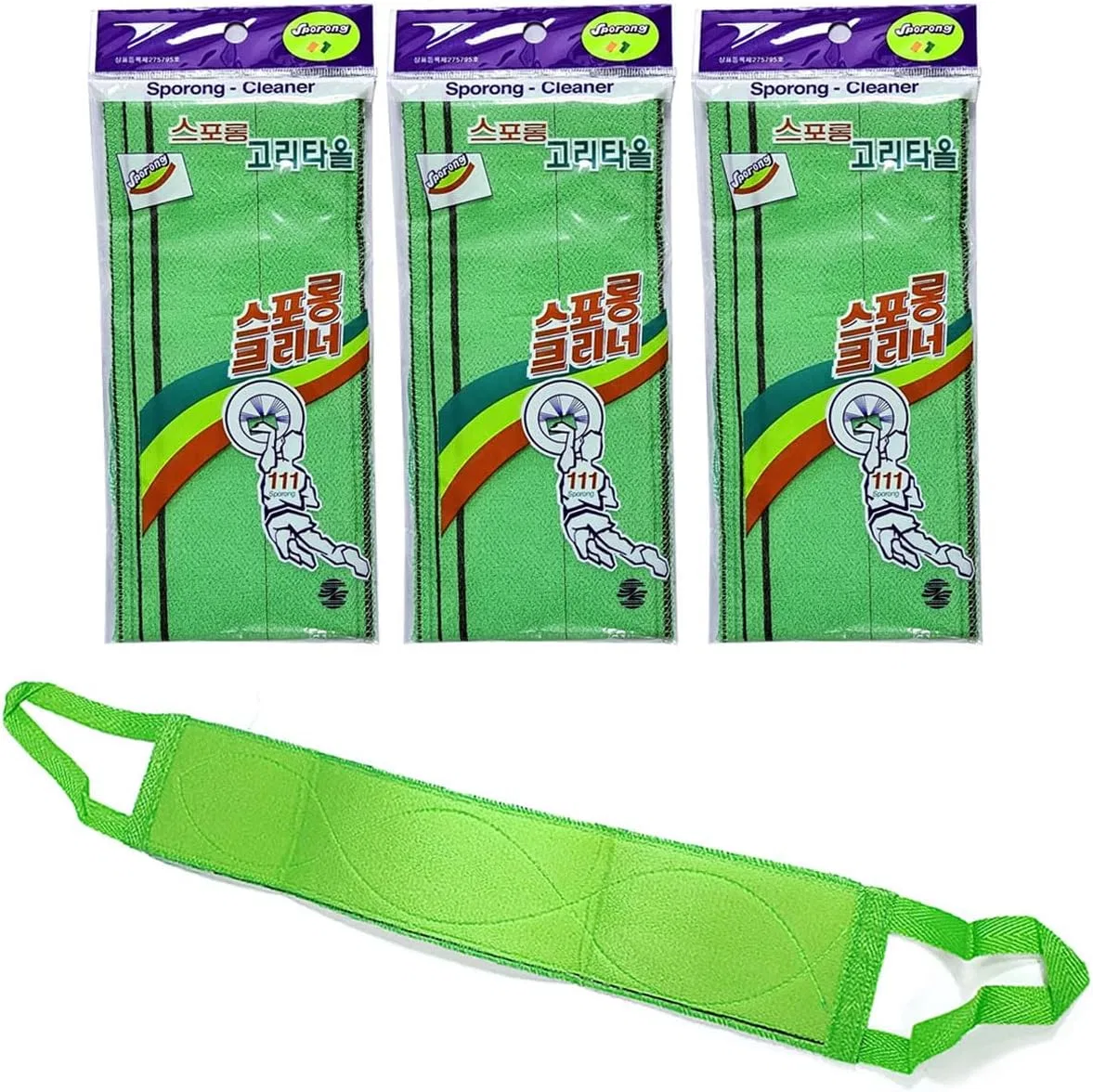 Мочалка для эксфолиации спины, YOUNGEESE, набор 9 шт, 80x9 см, 50x15 см, Green