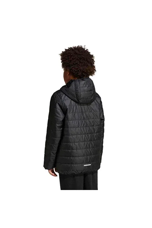 Детское пальто для девочек с капюшоном Essentials light padded Adidas, Black — фото 2