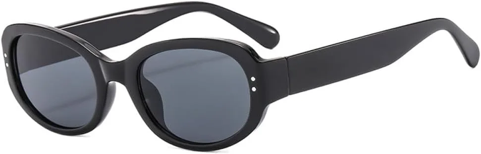 

Модные овальные солнцезащитные очки желейного цвета для женщин, ретро-очки с заклепками, панк-очки для мужчин (черно-серые, один размер) LXLHWN, Black Gray