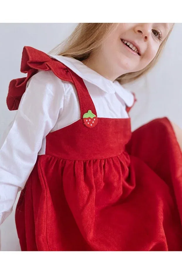 Детское платье-жилет для девочек с длинным рукавом Babyilay, Red — фото 3