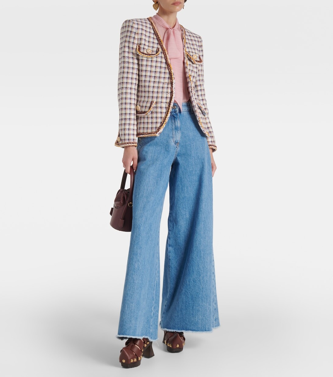 Куртка в клетку из смесового хлопка Etro, красный — фото 2