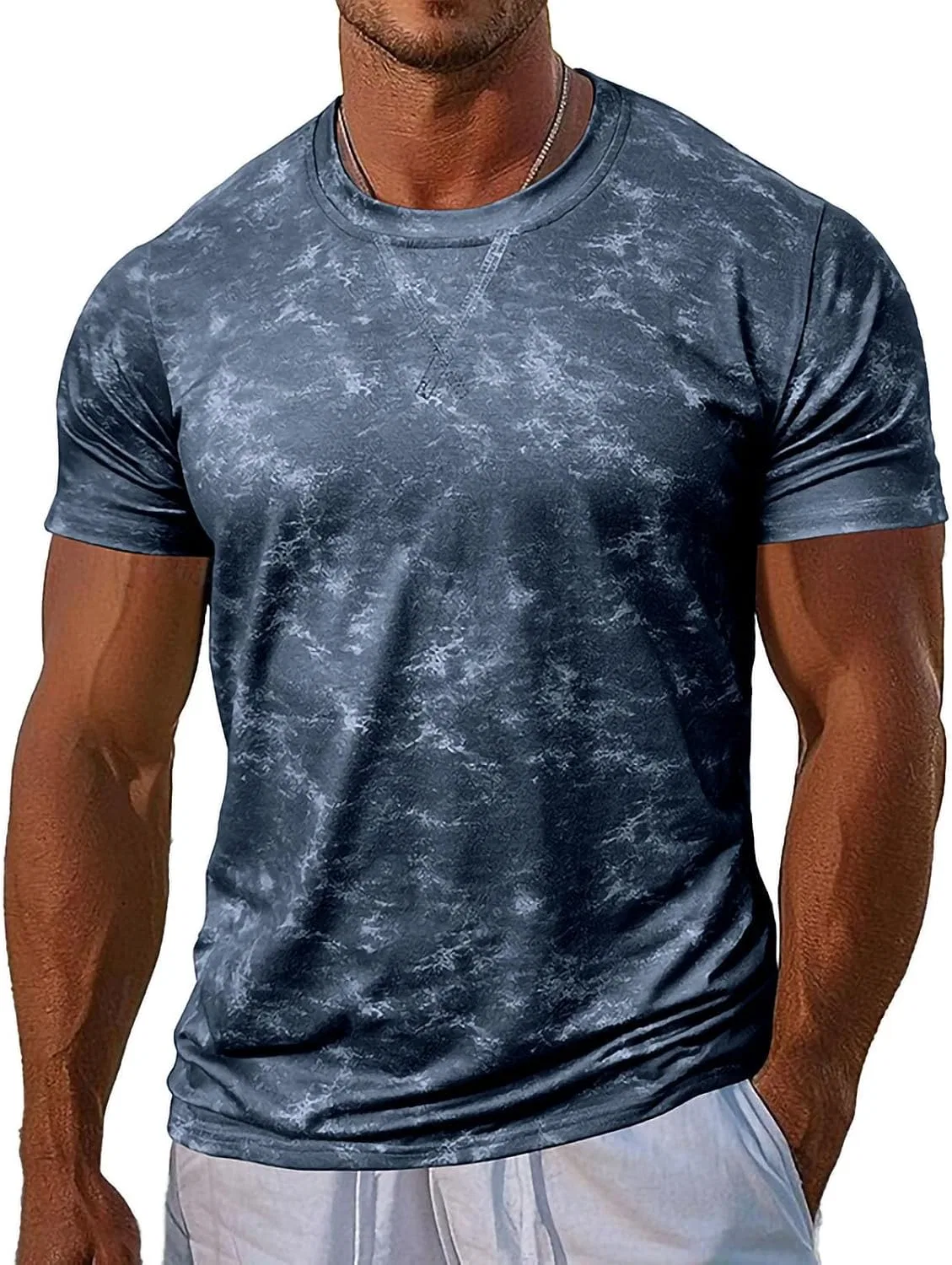 Мужская футболка с вязаным рисунком Soft Stretch Basic Tees Summer Classic Tops, Navy