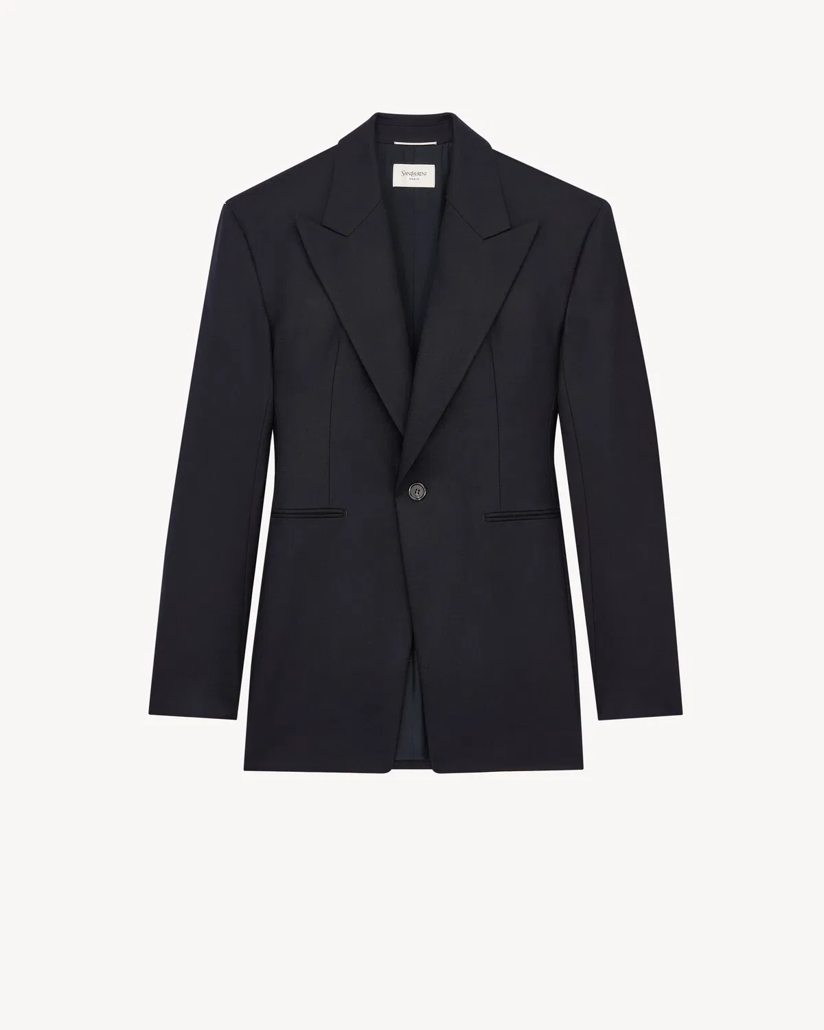 Пиджак однобортный из шерстяной фланели Saint Laurent, синий