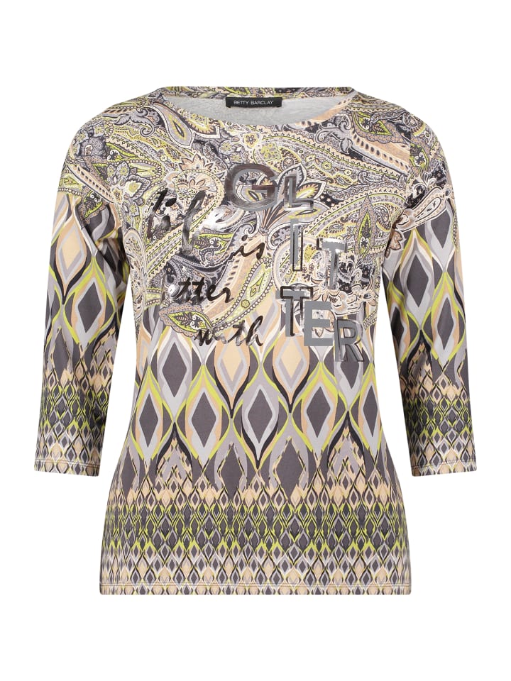 

Полосатая рубашка с вырезом-лодочкой серо-бежевого цвета Betty Barclay