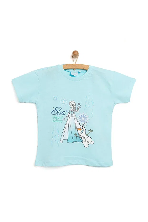 Детская футболка для девочек с принтом Frozen Disney, Light Blue