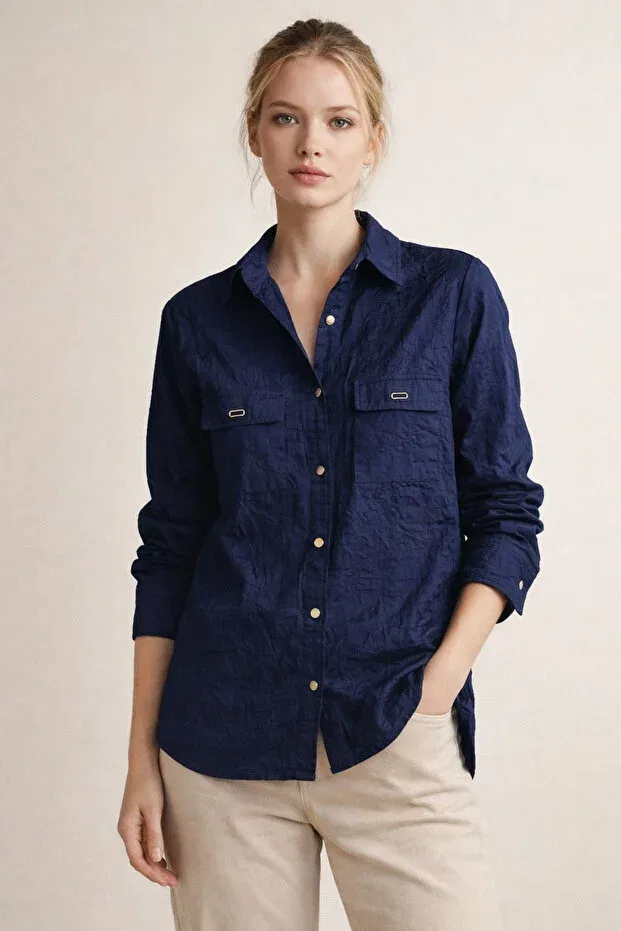 Женская рубашка с длинным рукавом Malkan, Navy Blue
