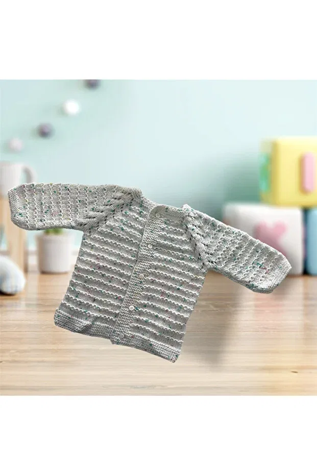 Детский кардиган с узором Hand Knitted Waterway Patterned Pafuli, White Marbled