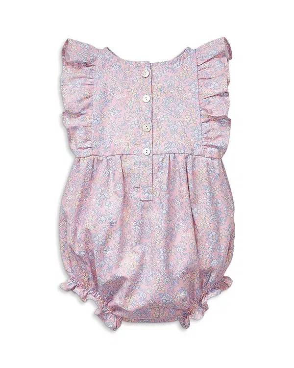Детский комбинезон для девочек с воланами Floral Ruffled Romper Petite Plume, розовый — фото 2