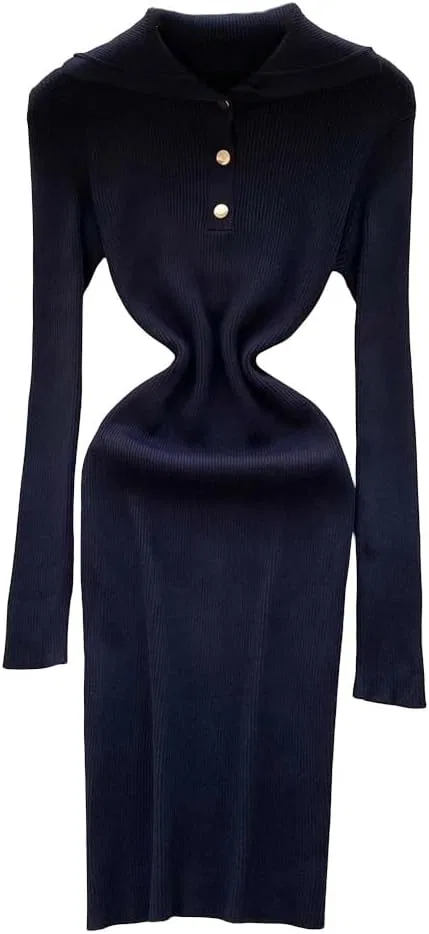 Женское элегантное платье-карандаш Knitted Pencil Dress, Black