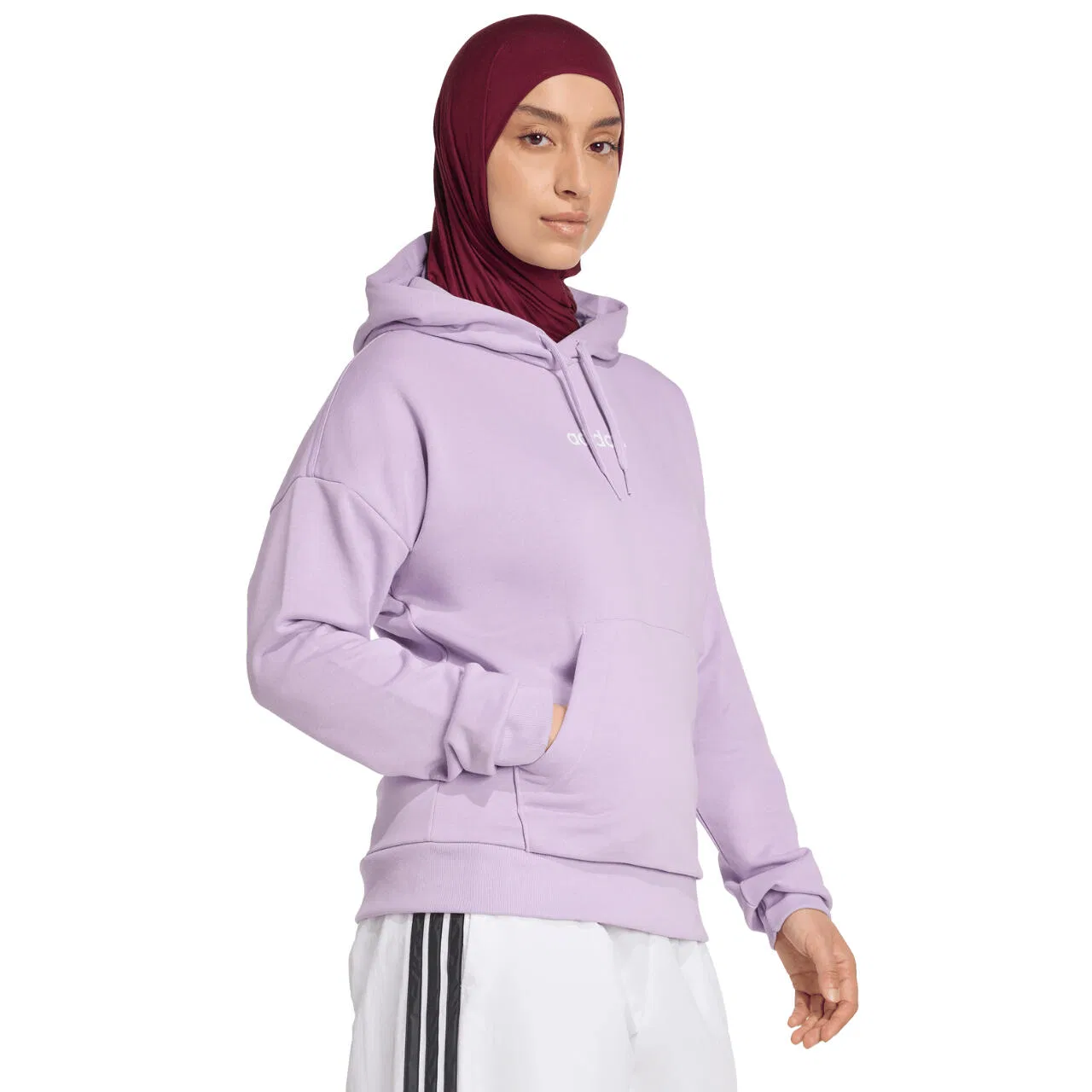 Женское худи с капюшоном и утяжкой Linear French Terry Adidas, Violett — фото 4