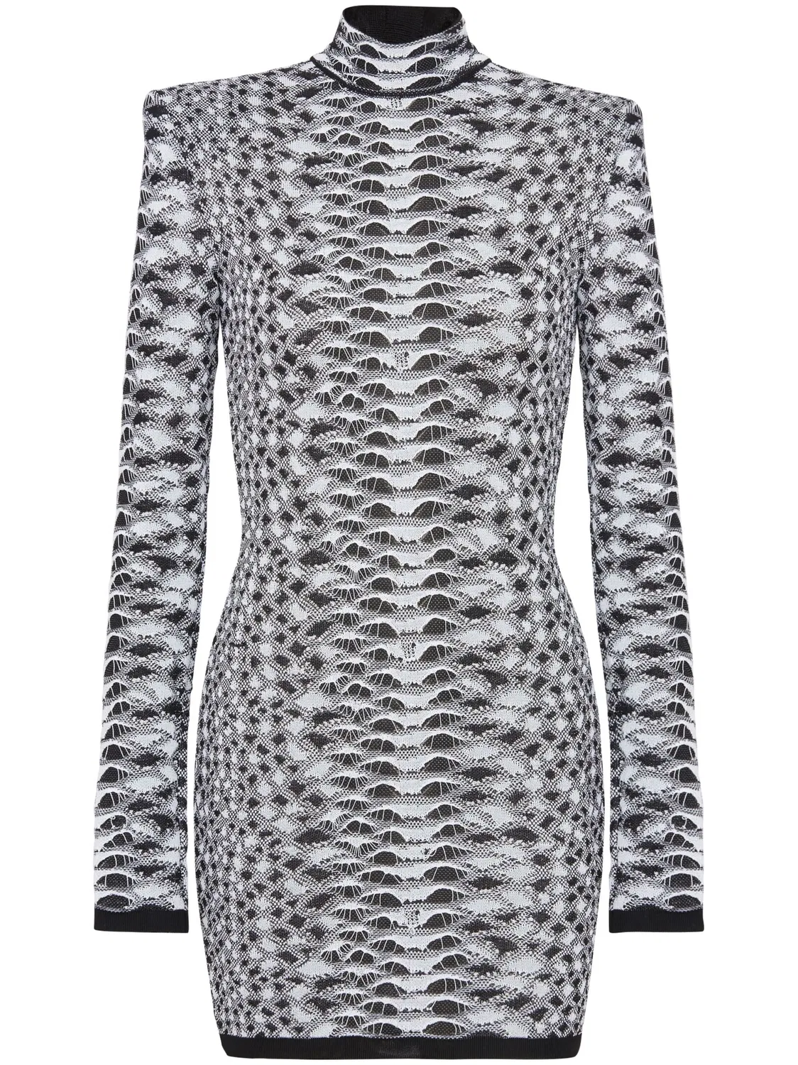 Мини-платье из жаккардового трикотажа Balmain, черный