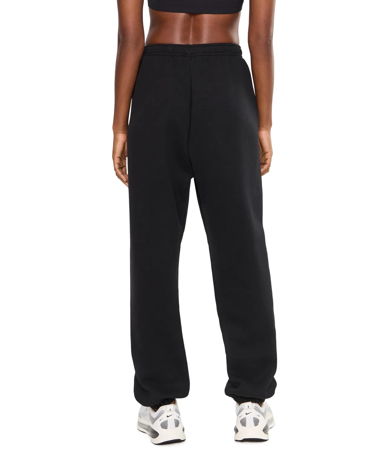 Брюки Studio Fleece средней плотности с высокой посадкой и свободными манжетами. Nike, Total Black/Sail — фото 4
