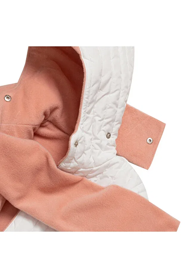 Детское зимнее пальто для девочек стеганое с капюшоном Quilted Fleece Lined Scarf Coat Petit Boom, Pink — фото 3